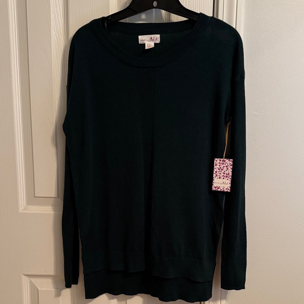 NWT Shrinking Violet Green Long Sleeve Sweater Size XS